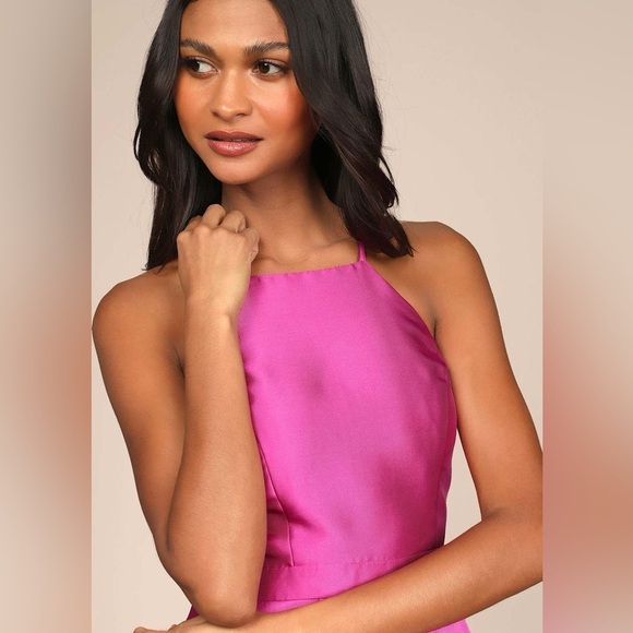 Lulus Broadway Show Magenta Taffeta High-Low Gown Sz. XL - NWT - Picture 6 of 14